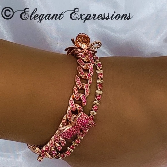 Butterfly Iced Out Cuban Link Anklet (Tennis Anklet not included) - Picture 1 of 6